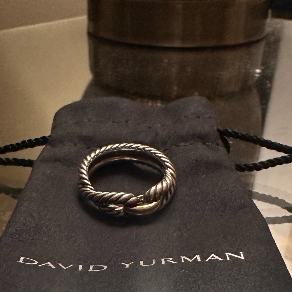 David Yurman Silver and Gold Twisted Ring (Authentic)